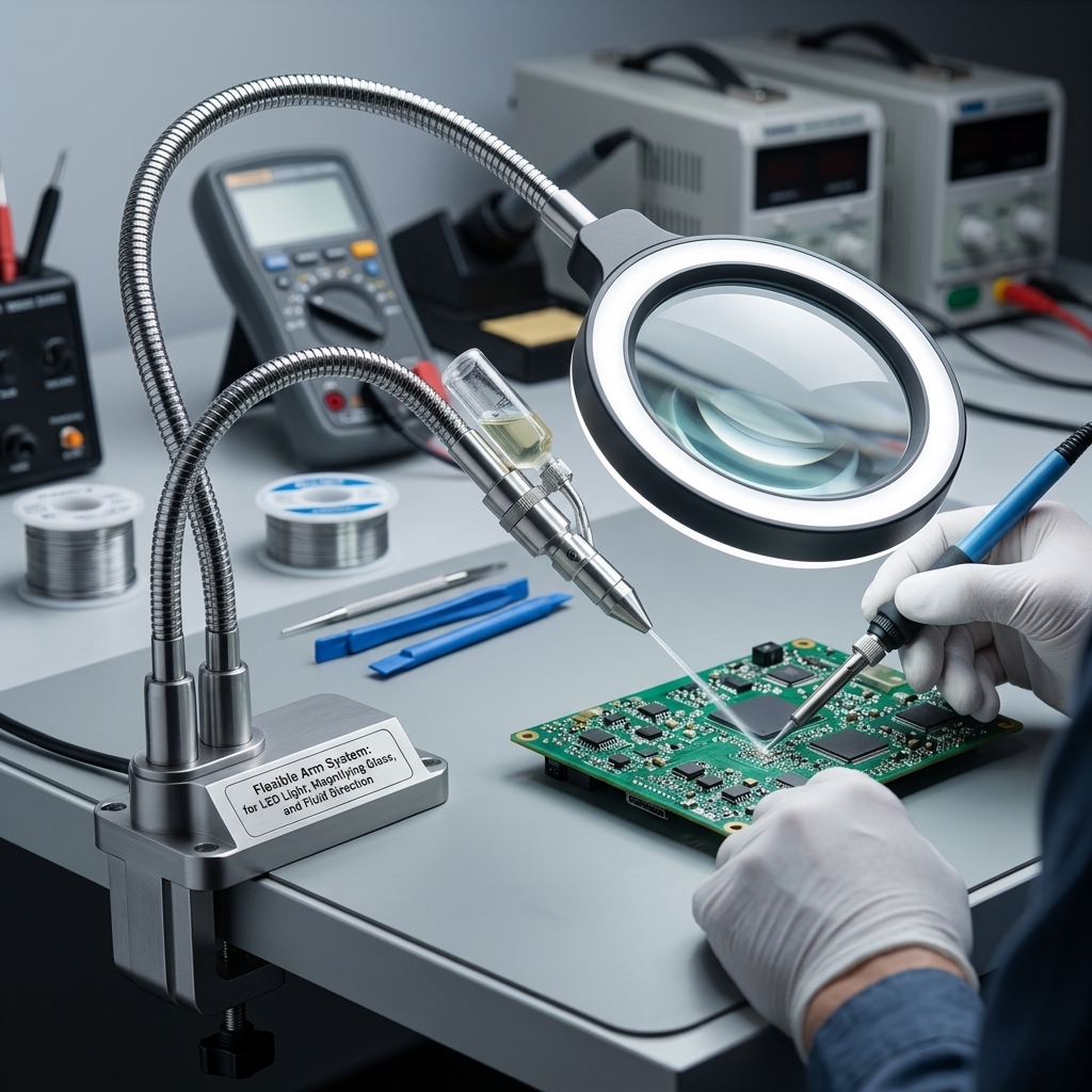 Flexible Arm for LED Light & Magnifying Glass application scene